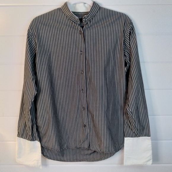 Holt Renfrew Collection Tops - Holt Renfrew Collection pinstripe sophisticated button up wide cuff blouse. EUC